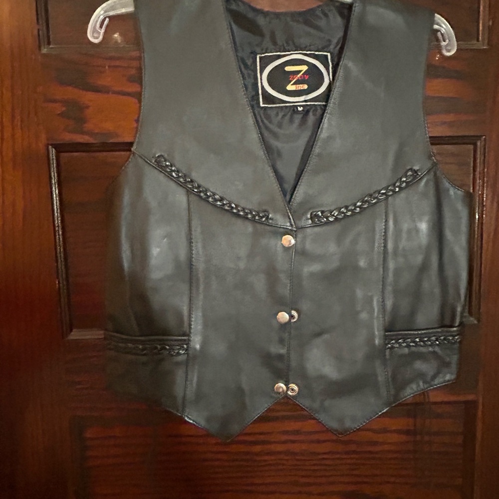 Black Leather Women's Vest